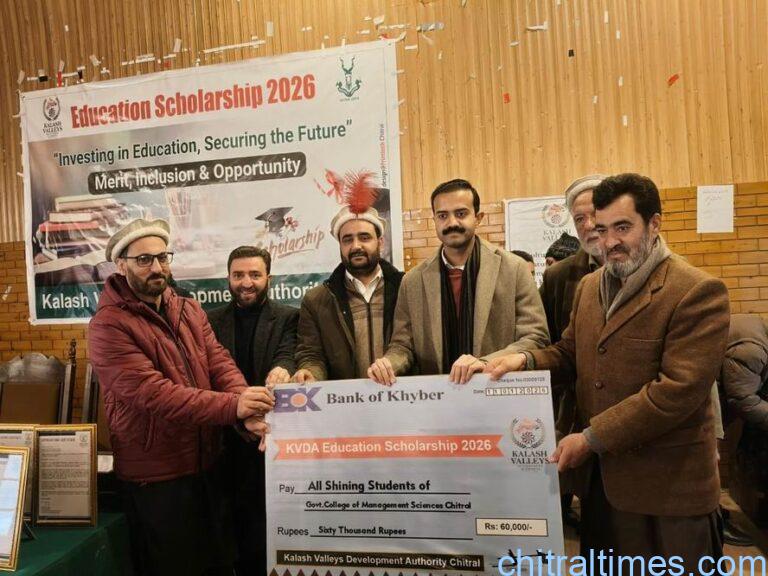 chitraltimes scholarship cheques distributes by kvda among kalash valley students 8