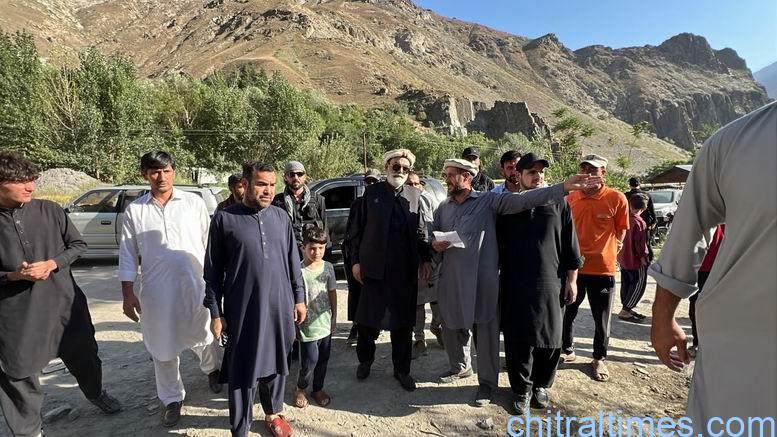 chitraltimes senator talha mahmood visit flood hit area of karimabad 12