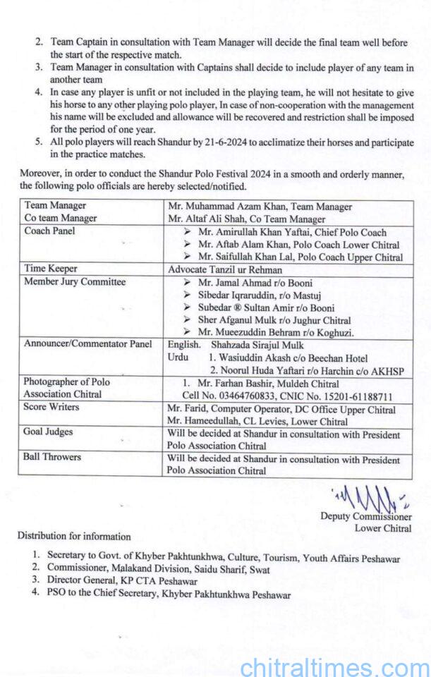 chitraltimes shandur festival 2024 team selection and management committee list 1