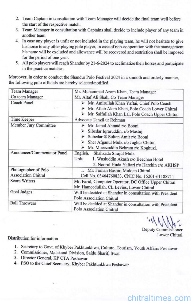 chitraltimes shandur festival 2024 team selection and management committee list 1