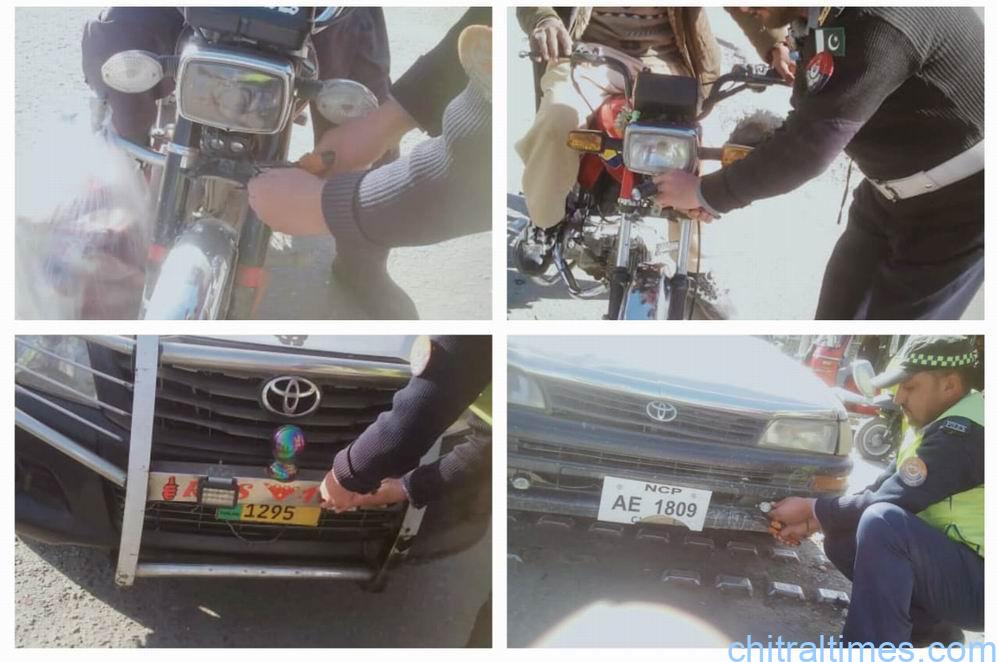 chitraltimes trafic police lower chitral action against flasht lights
